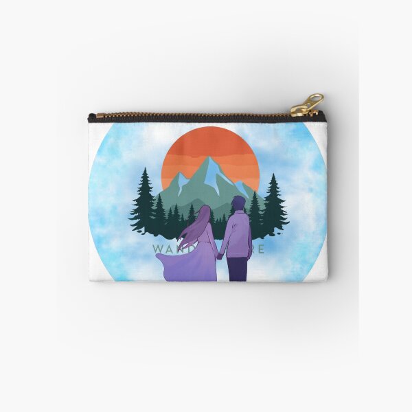 Item preview, minimal landscape with mountains and pines with lovers looking designed and sold by tsintsinshop.