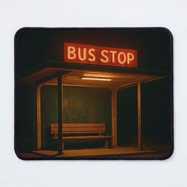 Item preview, Neon Bus Stop – Lonely Roadside Night Scene designed and sold by BadaBingBear.