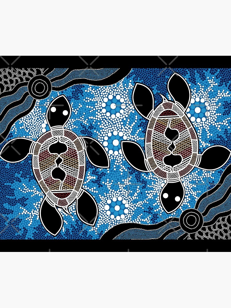 Authentic Aboriginal Art - Sea Turtles by HogarthArts