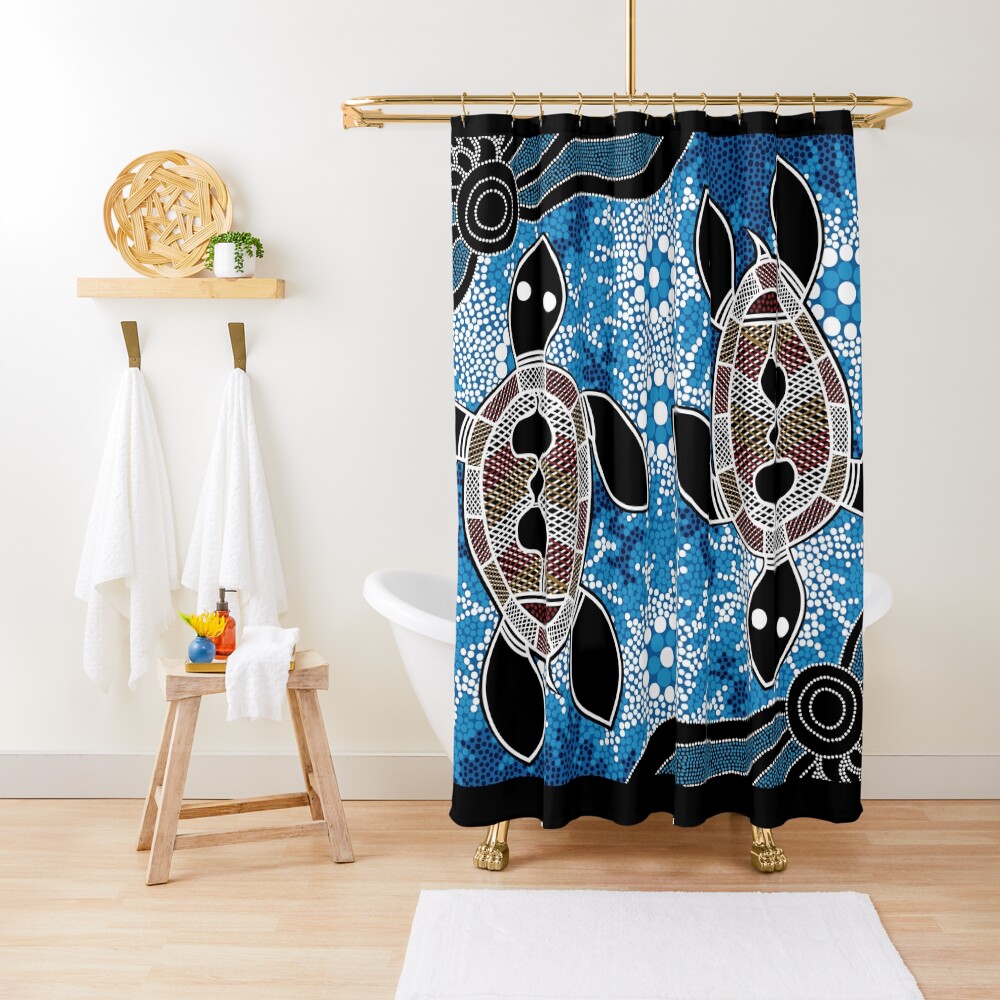 Authentic Aboriginal Art - Sea Turtles Shower Curtain