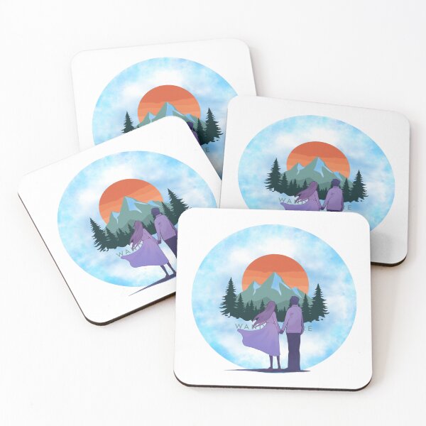 Item preview, minimal landscape with mountains and pines with lovers looking designed and sold by tsintsinshop.