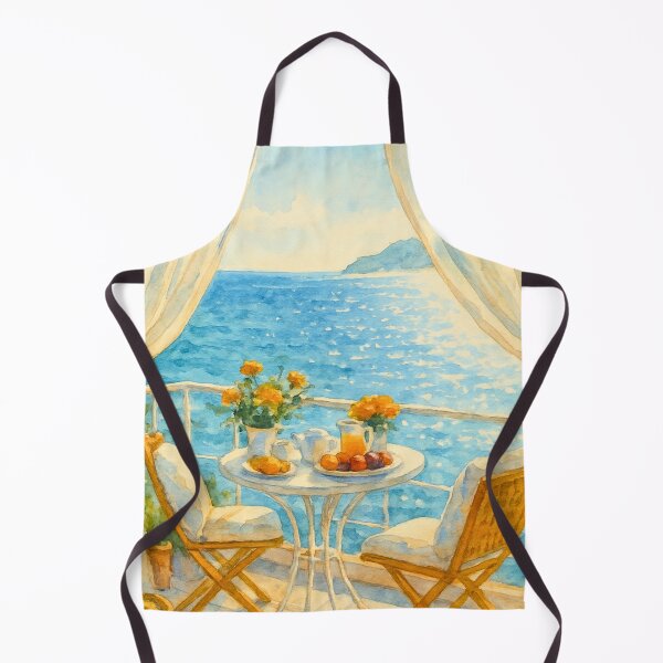 Item preview, Morning Sea Balcony Watercolor Print, Coastal Breakfast View Art designed and sold by BeaconMarketing.