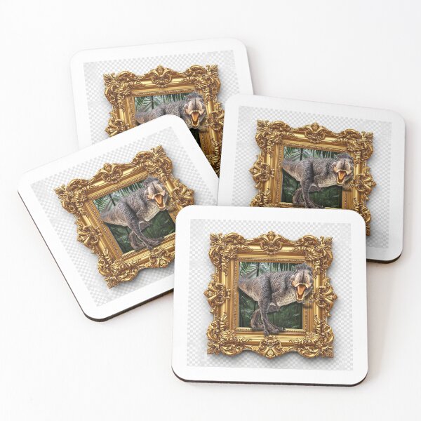 Item preview, ornate rococo golden frame with dinosaur and nature background designed and sold by tsintsinshop.