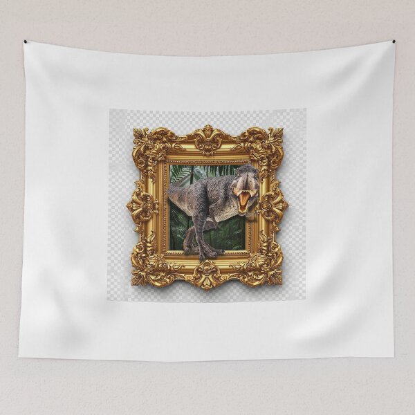 Item preview, ornate rococo golden frame with dinosaur and nature background designed and sold by tsintsinshop.