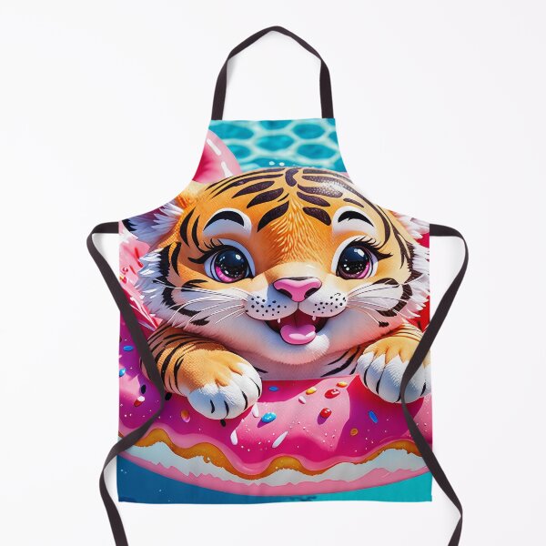 Item preview, Tropical Tiger Cub Splashing in a Pink Donut Float – Cute & Colorful designed and sold by 4TinyPaws.