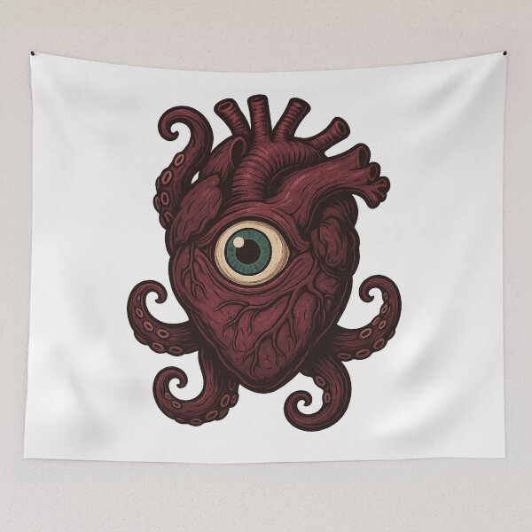 Item preview, Cyclops Heart Monster – Surreal Tentacle Creature Illustration designed and sold by Taymaz..
