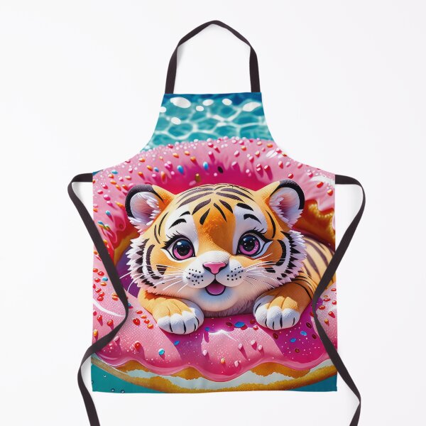 Item preview, Cute Tiger Cub Peeking Over Donut Float – Bright Summer Pool Scene designed and sold by 4TinyPaws.