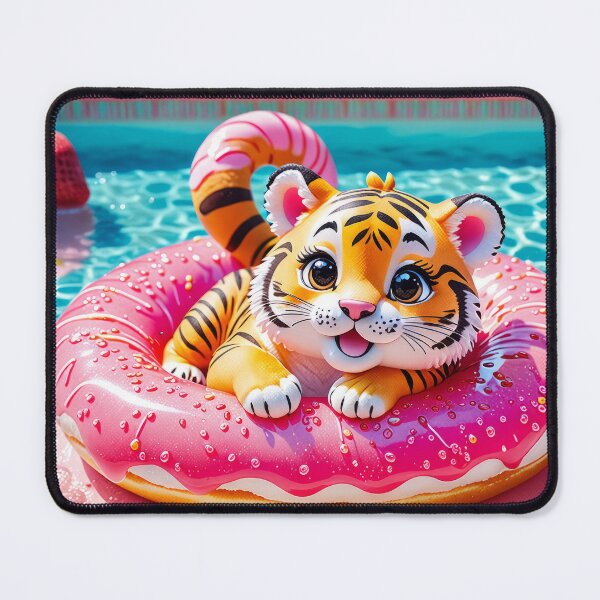 Item preview, Sprinkle Donut Tiger Cub – Joyful Floating Animal in Sunny Pool designed and sold by 4TinyPaws.