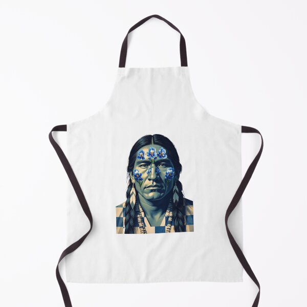 Item preview, Native American man with floral face painting and traditional attire poses for a cultural representation in an artistic setting designed and sold by SpaceartLilu.