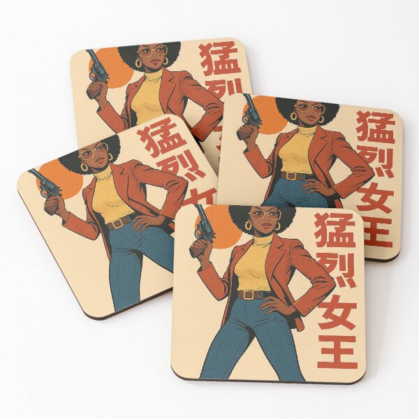 Item preview, Fierce Queen – Vintage Japanese Black Female Action Heroine Poster designed and sold by DiamondSkyShirt.