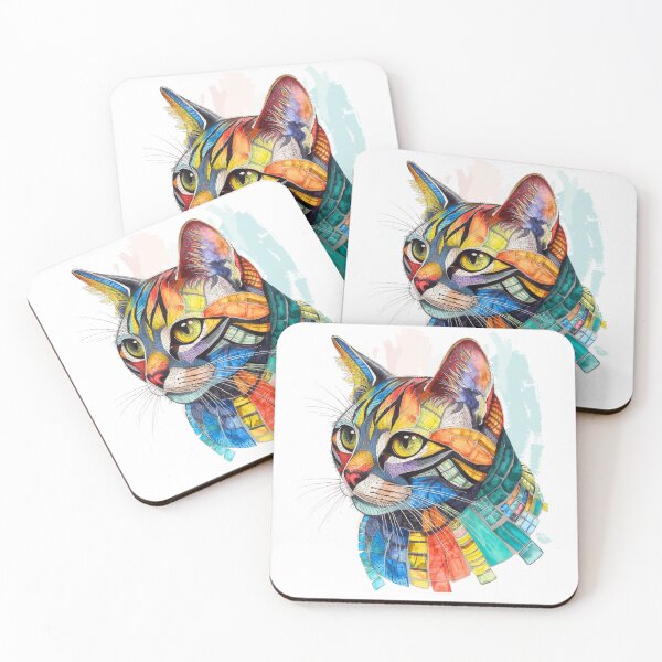 Item preview, Colorful Geometric Cat Portrait designed and sold by Modern-Tropical.