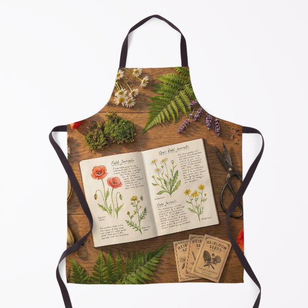 Item preview, Vintage Botanist Study - Field Journal & Wildflowers Knolling designed and sold by SavinMercantile.