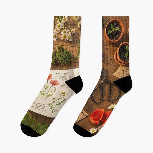Item preview, Vintage Botanist Study - Field Journal & Wildflowers Knolling designed and sold by SavinMercantile.