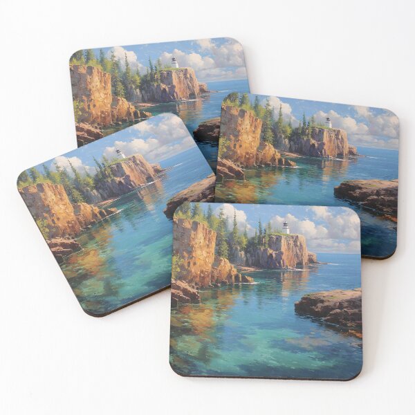 Item preview, Majestic Lighthouse over Lake Superior Cliffs designed and sold by daila70.