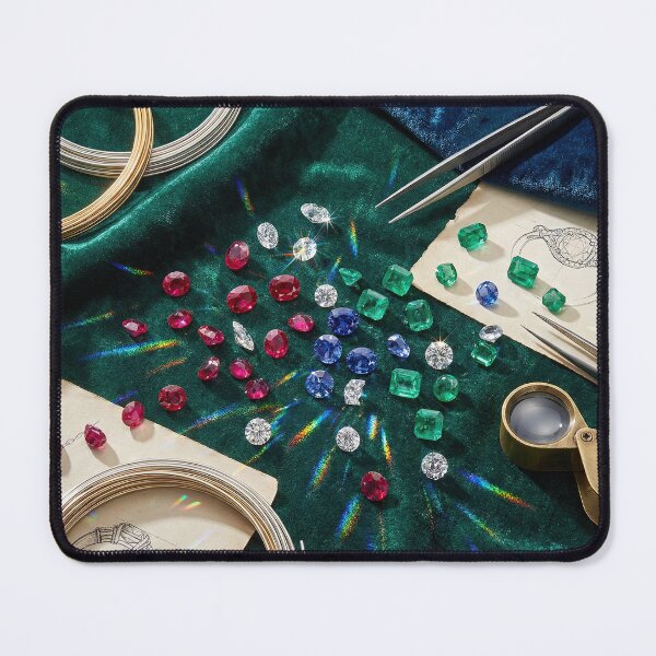 Item preview, The Jeweler's Workbench - Gemstones, Gold & Velvet Flat Lay designed and sold by SavinMercantile.