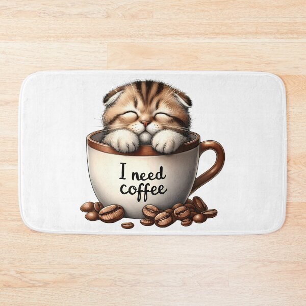 Item preview, Brown Tabby Coffee Cat – Cute Kitten Sleeping in Mug | I Need Coffee Artwork designed and sold by Lulunza.