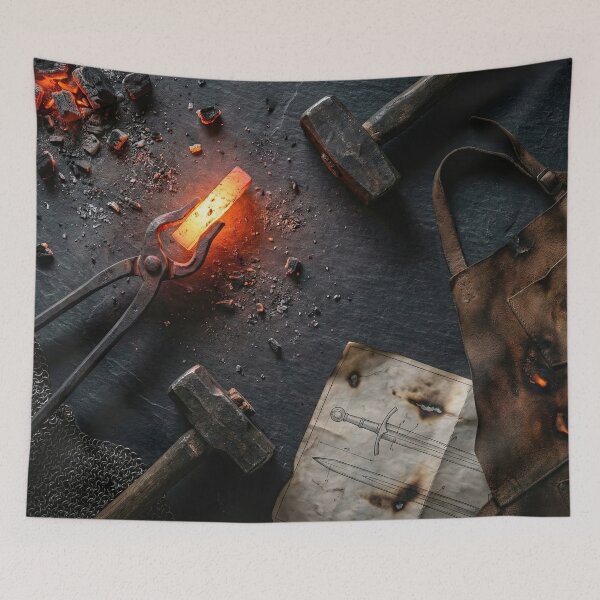 Item preview, The Blacksmith's Forge - Glowing Iron & Anvil Tools designed and sold by SavinMercantile.