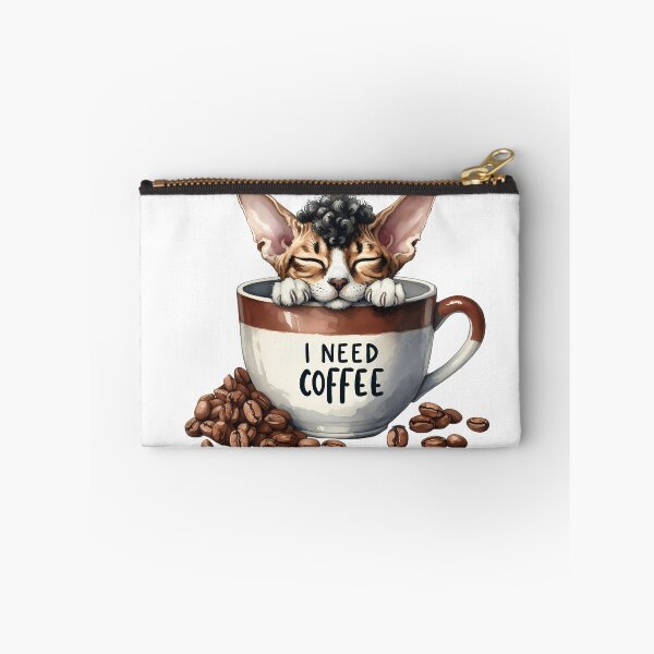 Item preview, Curly Ear Coffee Cat – Unique Devon Rex Kitten Art | I Need Coffee Cup Design designed and sold by Lulunza.