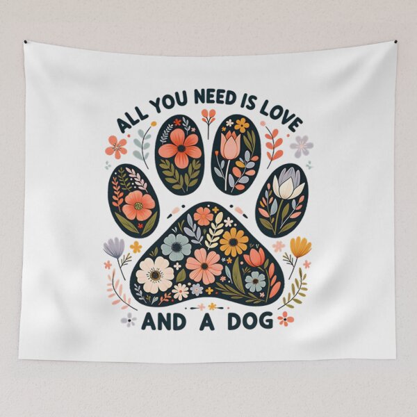 Item preview, Pretty Floral All You Need Is Love And A Dog Women Girls designed and sold by Embers & Incense Co..