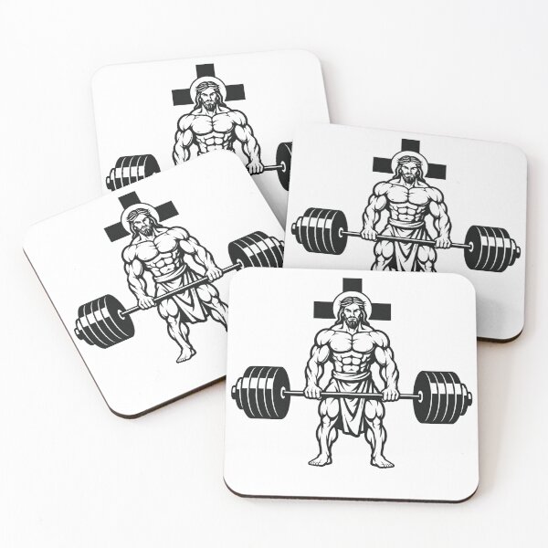 Item preview, Jesus deadlifting logo designed and sold by BossPrintCo.