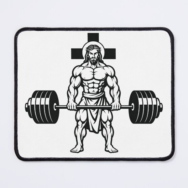 Item preview, Jesus deadlifting logo designed and sold by BossPrintCo.