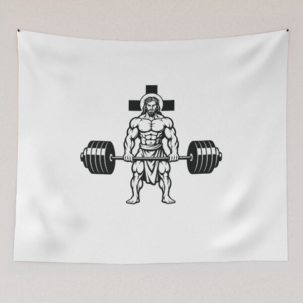 Item preview, Jesus deadlifting logo designed and sold by BossPrintCo.