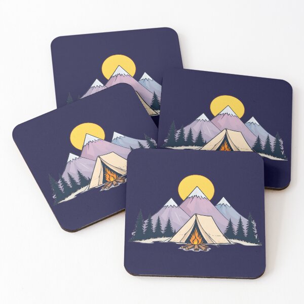 Item preview, Mountain Camping Adventure – Tent, Fire & Sunrise Art designed and sold by wildexperience.