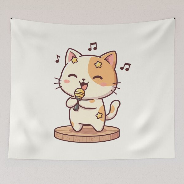 Item preview, Cute Singer Cat Cartoon designed and sold by HoopeStylee.