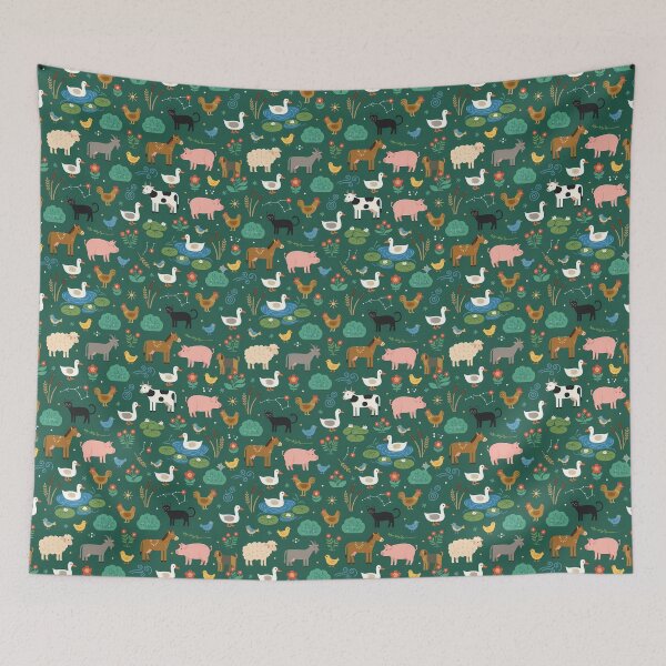 Item preview, Duck Pond Farmyard – Whimsical Scandinavian Folk Art Seamless Design © heidiannemorris designed and sold by FOLK ART FUSION by heidiannemorris.