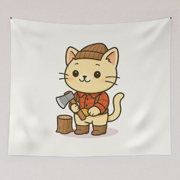 Item preview, Cute Lumberjack Cat Cartoon designed and sold by HoopeStylee.