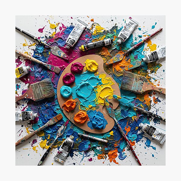 Item preview, Artist's Studio Chaos - Paint Palette & Brushes Explosion designed and sold by SavinMercantile.