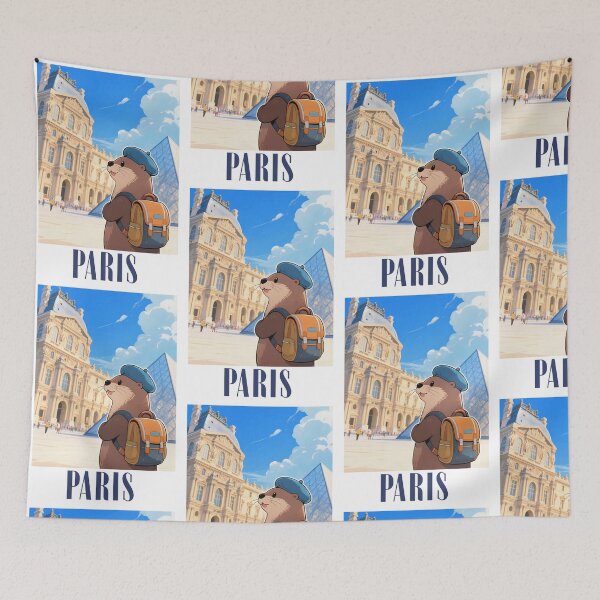 Item preview, Cute Otter In The Louvre Museum Paris Retro-modern Version  designed and sold by Aguilar Trips.