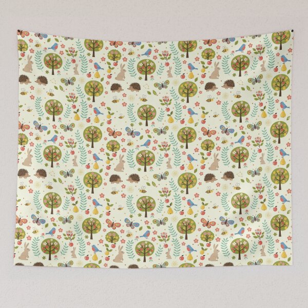 Item preview, Spring Orchard – Whimsical Scandinavian Folk Art Seamless Design © heidiannemorris designed and sold by FOLK ART FUSION by heidiannemorris.