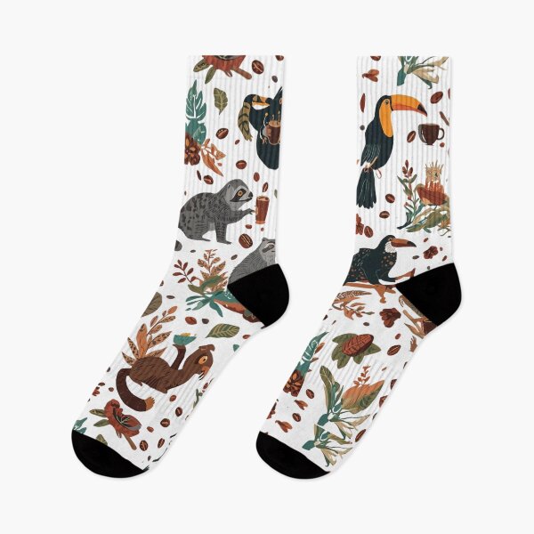 Item preview, Exotic Animals & Coffee Seamless Pattern – Tropical Cute Coffee Lover Design designed and sold by ExoticBrew.