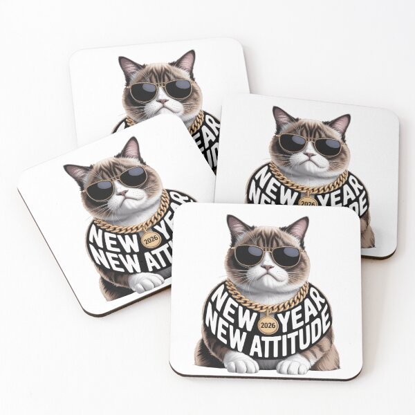Item preview, New Year New Attitude Cat 2026 – Funny Grumpy Cat with Sunglasses & Gold Chain designed and sold by Pixostick.