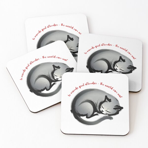 Item preview, Le Monde Peut Attendre — The World Can Wait (Sleeping Cat Art) designed and sold by FrancophileFun.
