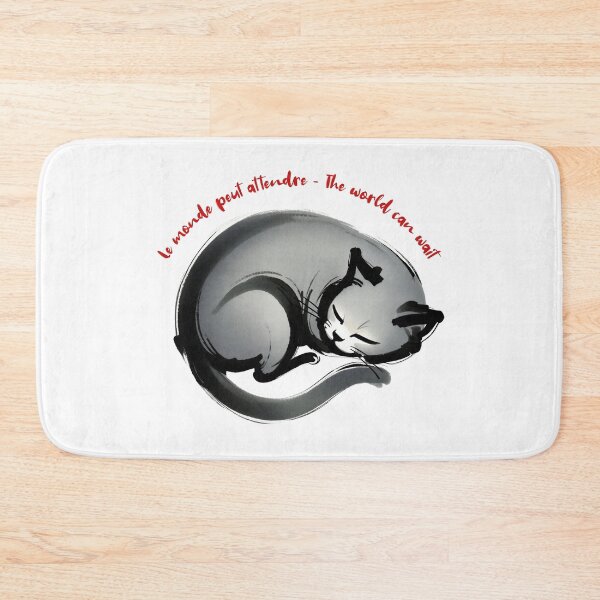 Item preview, Le Monde Peut Attendre — The World Can Wait (Sleeping Cat Art) designed and sold by FrancophileFun.