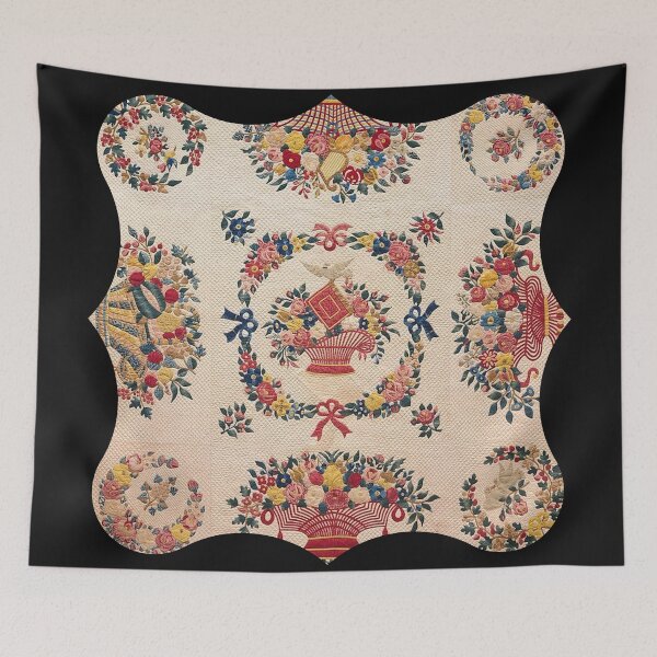 Item preview, Traditional American Floral Quilt 1849 - Scalloped designed and sold by AnimaliaStar.