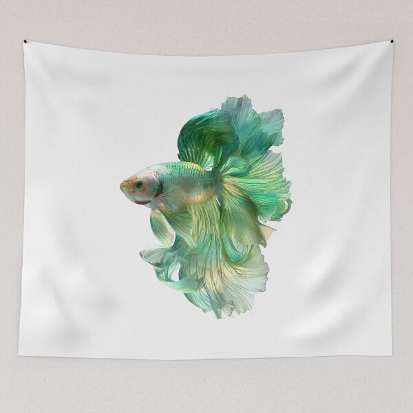 Item preview, Pastel Mint Green Betta Siamese Fighting Fish, Soft Green Pastel Halfmoon / Veiltail Aquarium designed and sold by meganohm.