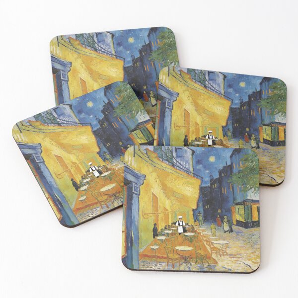 Item preview, Vibrant Night Cafe Terrace Painting | Classic Post-Impressionism Street Scene | Yellow and Blue Starry Sky Art designed and sold by Cherrydora.