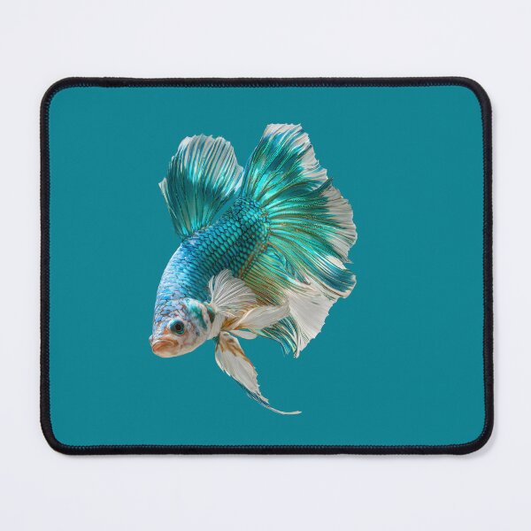 Item preview, Teal Blue & White Betta Siamese Fighting Fish, Turquoise Blue Veiltail / Halfmoon Rosetail Turquoise Galaxy Marble designed and sold by meganohm.