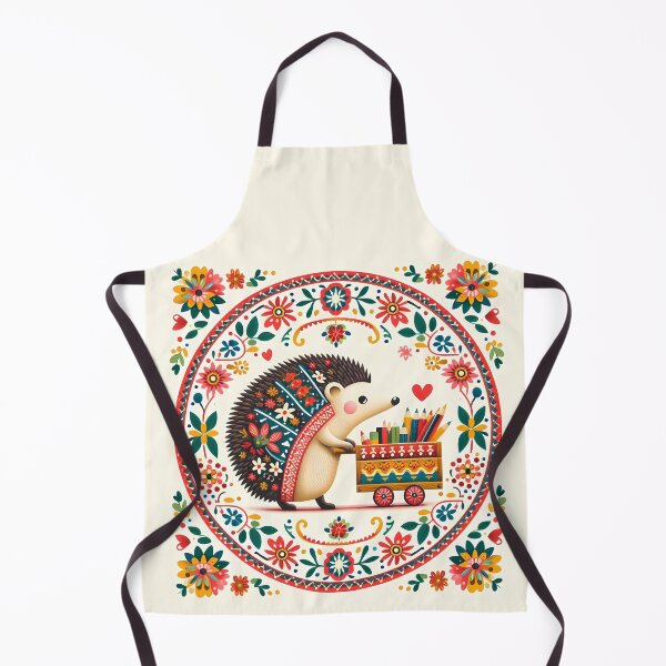 Item preview, Whimsical Hedgehog Student - Back to School Folk Art - Scandinavian Folk Art by heidiannemorris © designed and sold by FOLK ART FUSION by heidiannemorris.