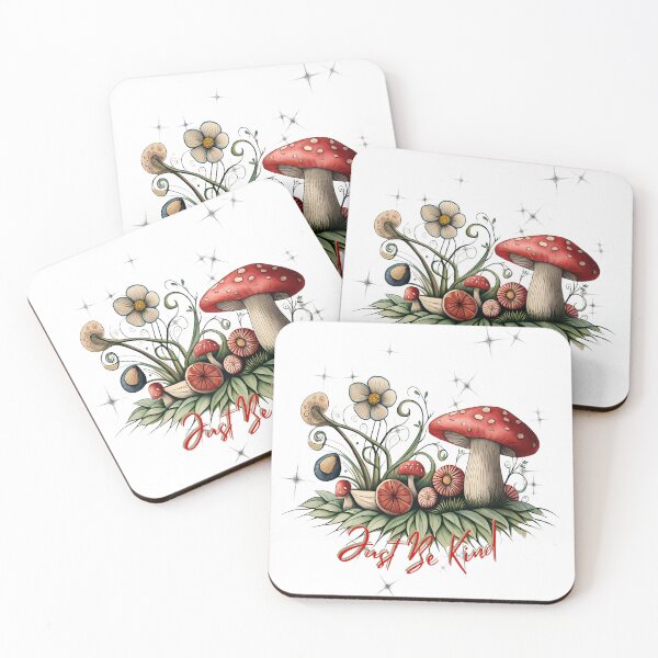 Item preview, This Kawaii Just Be Kind Mushroom with colorful mushrooms and flowers. designed and sold by Embers & Incense Co..
