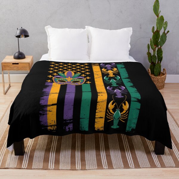 Item preview, Purple Green Yellow US Flag Crawfish Jester Funny Mardi Gras designed and sold by CruelShadesSt.
