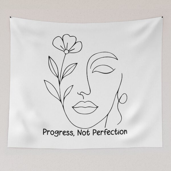 Item preview, Progress Not Perfection - Abstract One Line Face designed and sold by TheMindfulLin3.