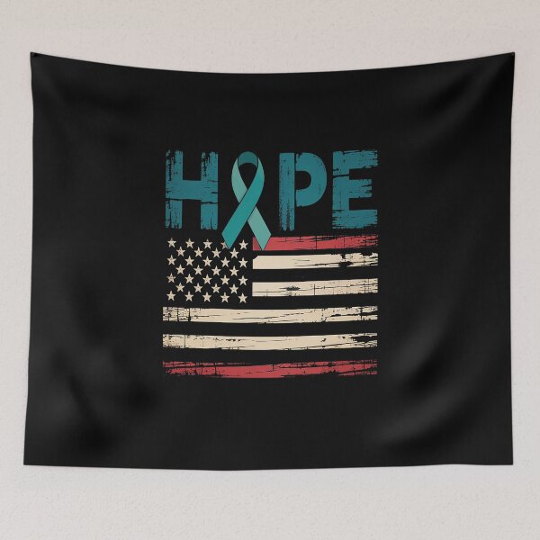 Item preview, Hope Cervical Cancer Awareness USA Flag Support Teal designed and sold by SIGORDESIGN.