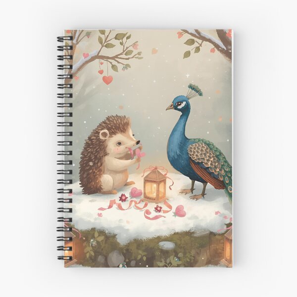 Item preview, Valentine’s Hedgehog & Peacock Couple • Whimsical Heart Ornament Prep Art designed and sold by WildlifeWhimsy.