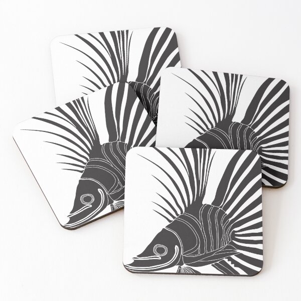 Item preview, Lion Fish Black and White Drawing designed and sold by BoldLineArt.