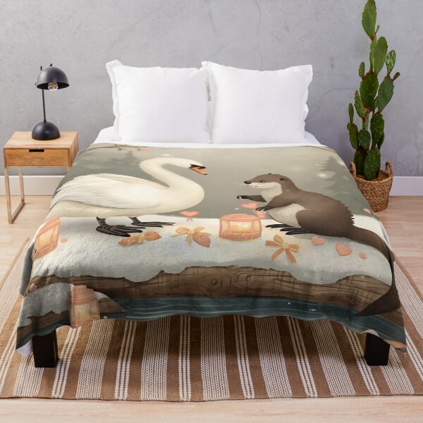 Artikelvorschau, Valentinstags-Schwan- und Otter-Pärchen • Verspielte Herzanhänger-Vorbereitungskunst entworfen und verkauft von WildlifeWhimsy.