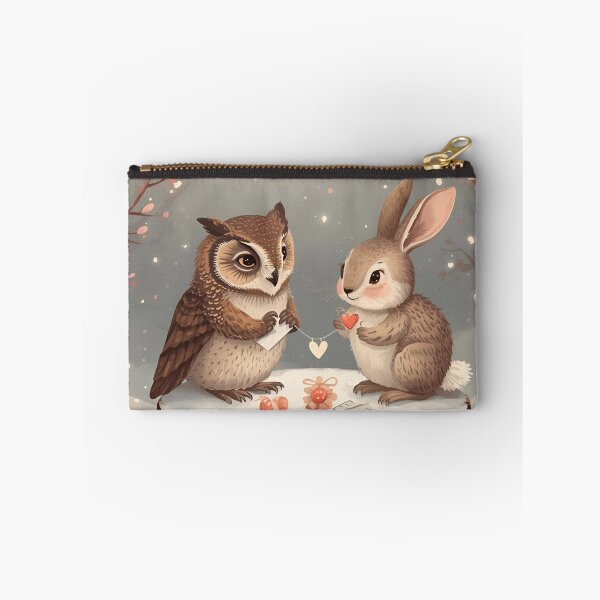 Item preview, Valentine’s Owl & Bunny Couple • Whimsical Heart Note Prep Art designed and sold by WildlifeWhimsy.
